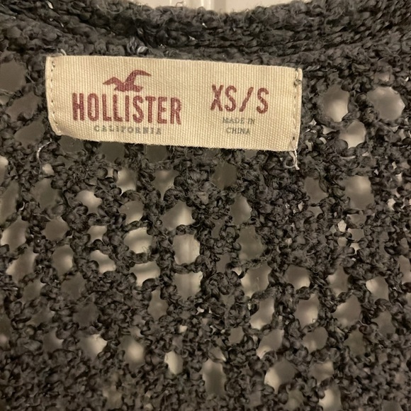 Hollister Crocheted Knit Swing Open Cardigan Sweater S/S gray Women's XS/S - Picture 2 of 8